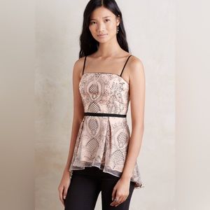 NWT Anthropologie by Moulinette Soeurs Miette Peplum Embroidered Detail Top